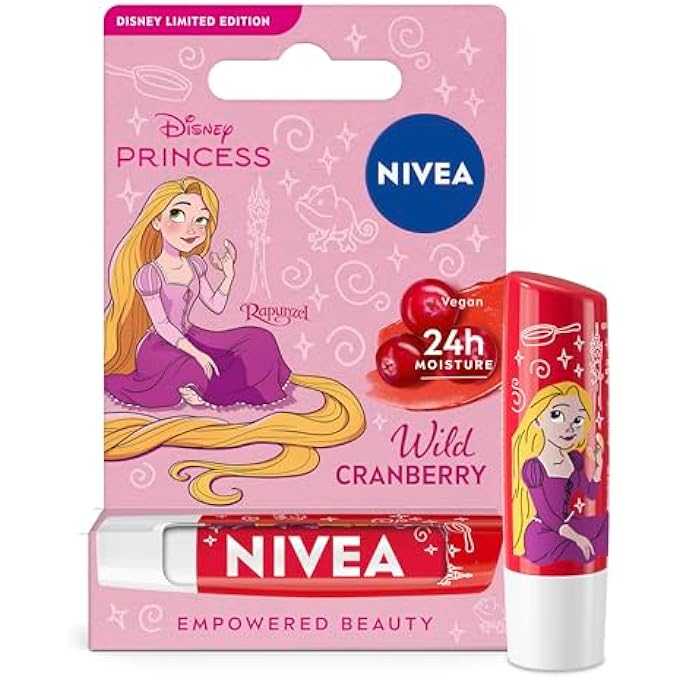 DISNEY PRINCESS RAPUNZEL LIMITED EDITION WILD CRANBERRY LIP BALM (4.8G), UNIQUE DISNEY PRINCESS INSPIRED LIP BALM FOR KIDS, CONTAINS MOISTURISING SHEA BUTTER FOR 24 HOUR MOISTURE
